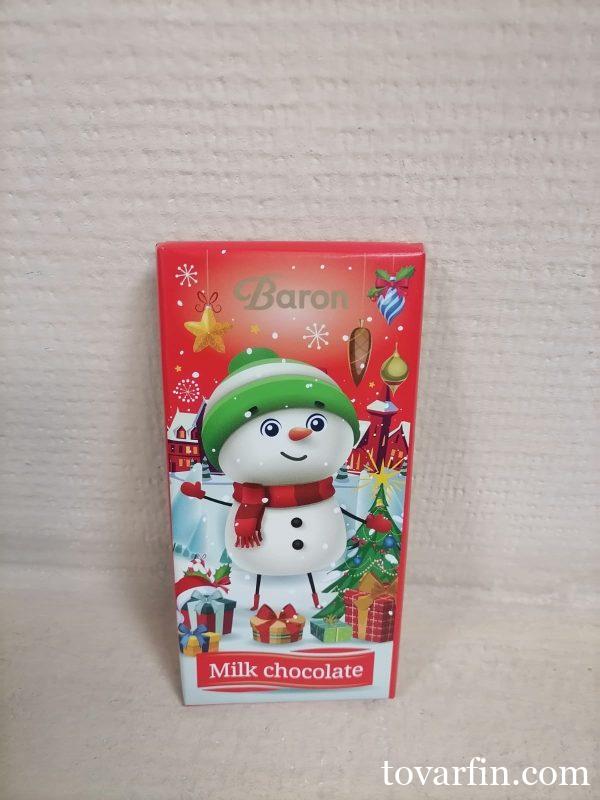 Шоколад молочный Baron 90гр Снеговик
