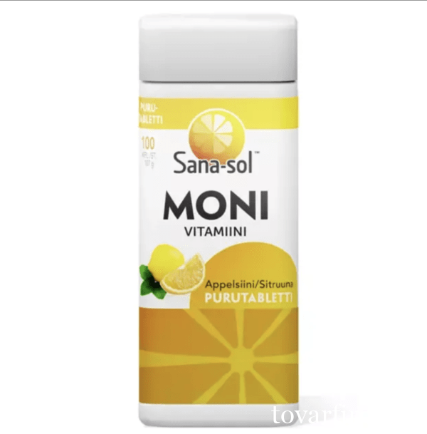 Витамины Sanasol Monivitamini 100таблеток со вкусом лимона-апельсина